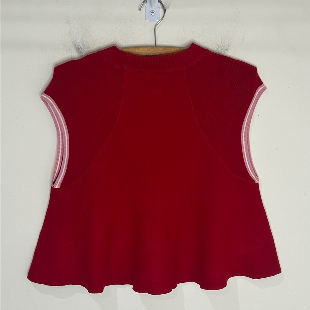 ANTHROPOLOGIE Maeve Knit Muscle Peplum Tank Top Red Size Small - Picture 3 of 16